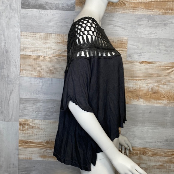 Free People We The Free crochet flare short sleeve grey size Small - Picture 6 of 10